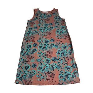 Plant Kween x Tonle Dress Womens L Brown Handprinted Maxi Sleeveless Lagenlook